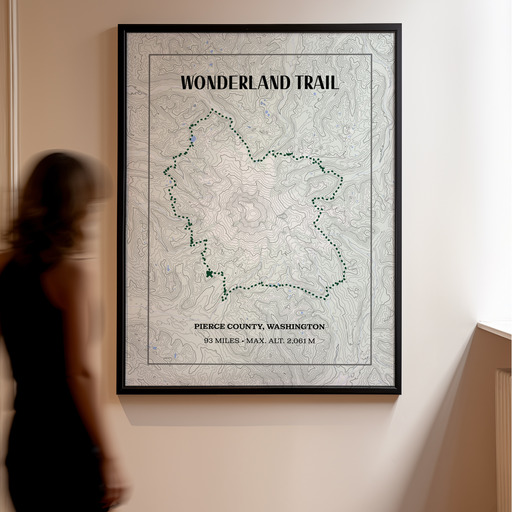 Wonderland Trail Hiking Trip Poster - Route Map 10