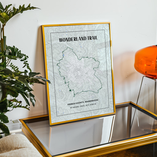 Wonderland Trail Hiking Trip Poster - Route Map 11