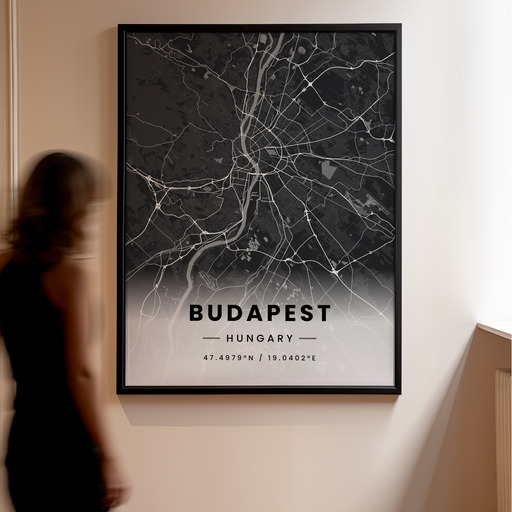 Budapest in Dark Poster - Street Map 11