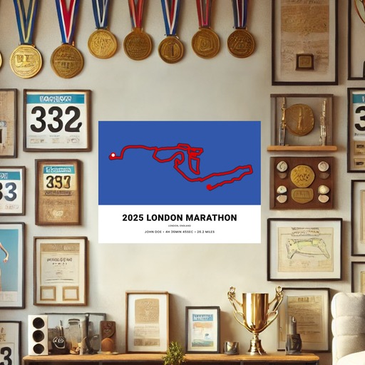 Minimalist 2025 London Marathon Poster - Route Map 9