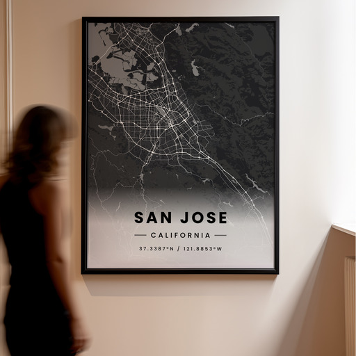 San Jose in Dark Poster - Street Map 11