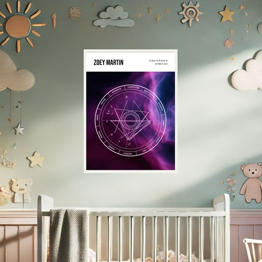 The Day Zoey Arrived Poster - Nebula - Natal Chart 9