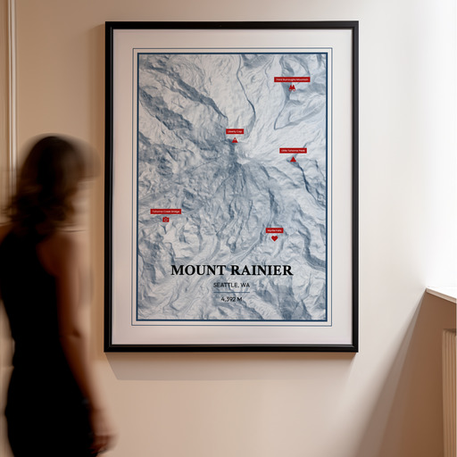 Trip To Mount Rainier Poster - Terrain Map 10