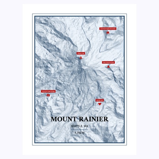 Trip To Mount Rainier Poster - Terrain Map 6