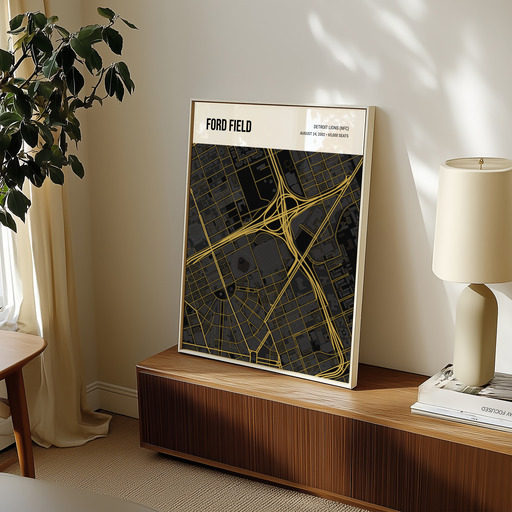 Detroit Lions Stadium Poster - Street Map 11