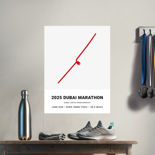 Minimalist 2025 Dubai Marathon Poster - Route Map 9