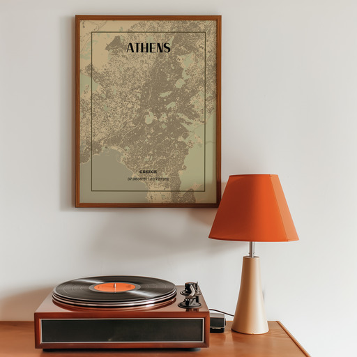 Athens in Vintage Poster - Street Map 10