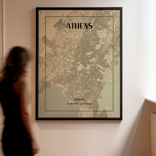 Athens in Vintage Poster - Street Map 11