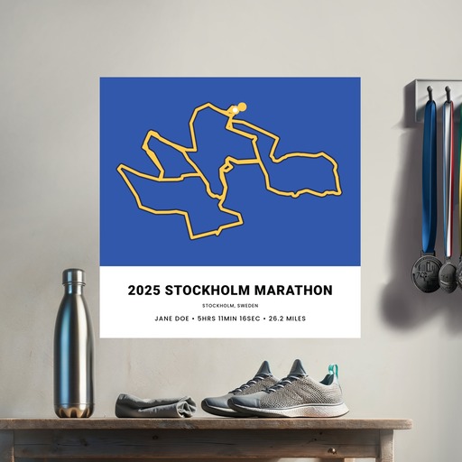 Minimalist 2025 Stockholm Marathon Poster - Route Map 8