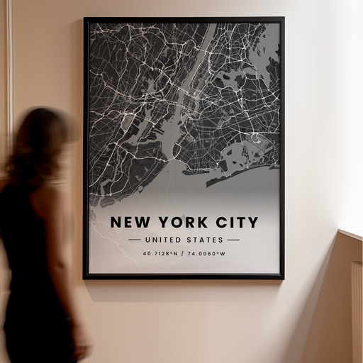 New York City in Dark Poster - Street Map 11