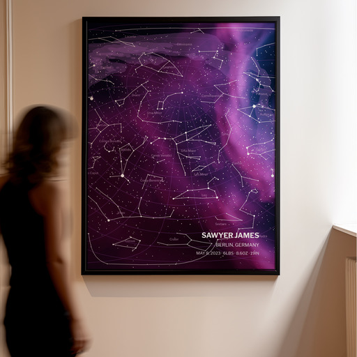 Newborn Baby Poster in Nebula - Star Map 10