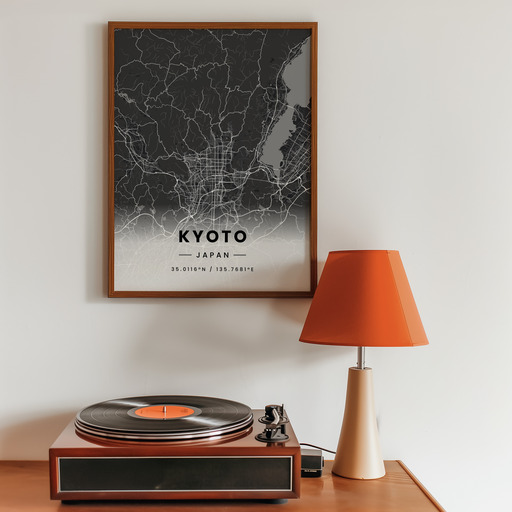 Kyoto in Dark Poster - Street Map 10