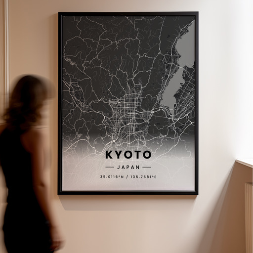 Kyoto in Dark Poster - Street Map 11
