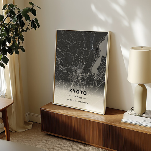 Kyoto in Dark Poster - Street Map 9