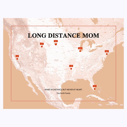Long Distance Mom Poster - Terrain Map 6