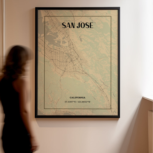 San Jose in Vintage Poster - Street Map 11