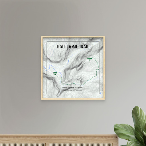 Half Dome Trail Hiking Trip Poster - Route Map 9