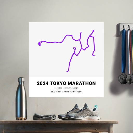 Minimalist 2025 Tokyo Marathon Poster - Route Map 8
