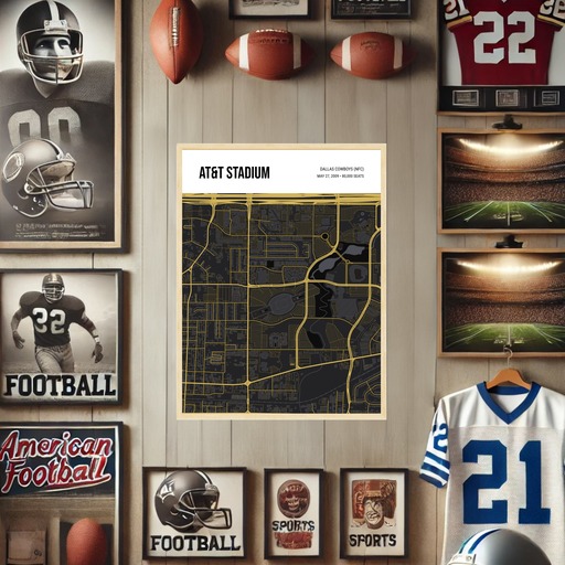 Dallas Cowboys Stadium Poster - Street Map 10
