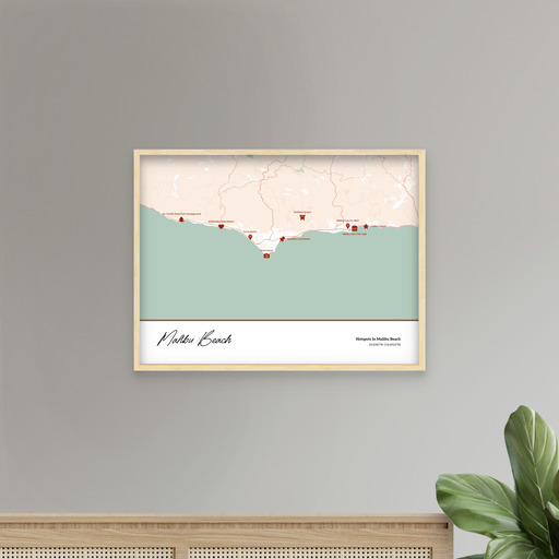 Hotspots in Malibu Beach Poster - Street Map 9