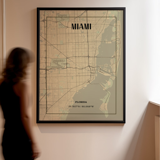 Miami in Vintage Poster - Street Map 11