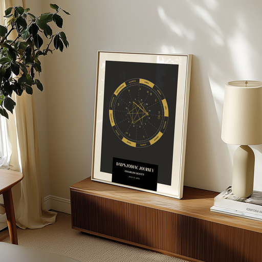 Dad’s Zodiac Journey Poster - Dark Gold- Natal Chart 10
