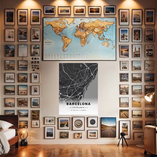 Barcelona in Dark Poster - Street Map 8
