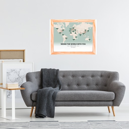 Around the World Custom Map - Framed Cork Pin Board 9