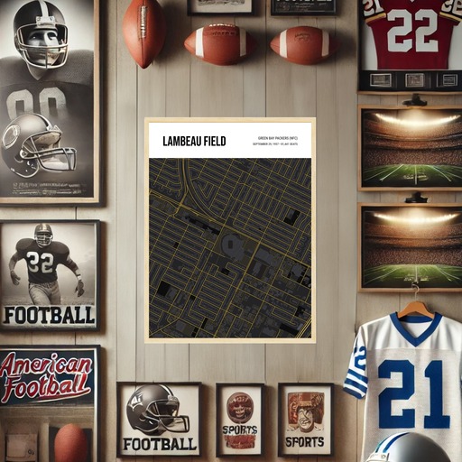 Green Bay Packers Stadium Poster - Street Map 10
