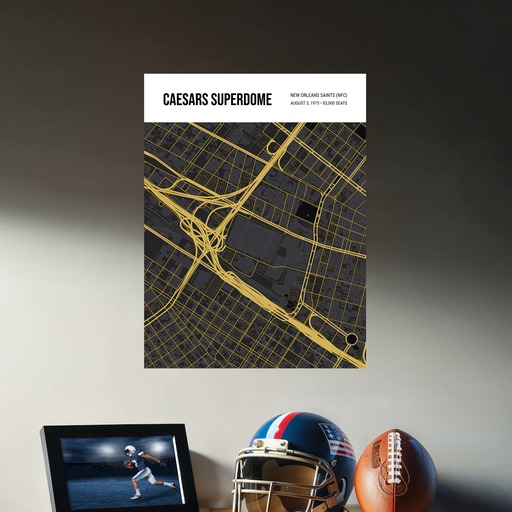 New Orleans Saints Stadium Poster - Street Map 9
