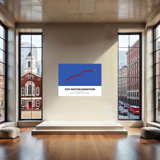 Minimalist 2025 Boston Marathon Poster - Route Map 10