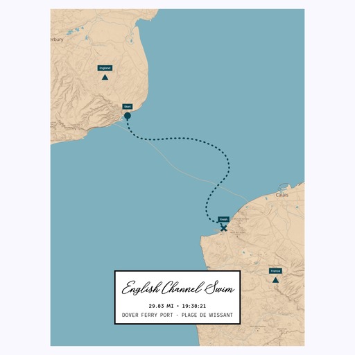 English Channel Swim Poster - Route Map 6