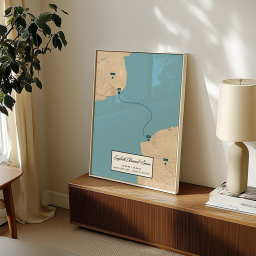 English Channel Swim Poster - Route Map 8