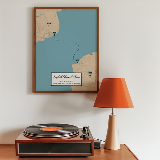 English Channel Swim Poster - Route Map 9