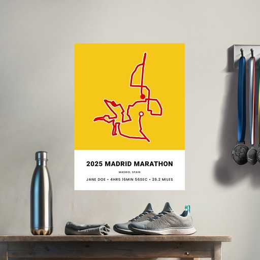Minimalist 2025 Madrid Marathon Poster - Route Map 9
