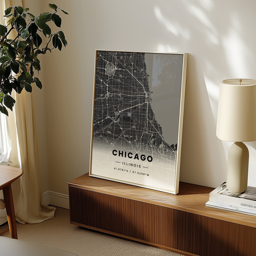 Chicago in Dark Poster - Street Map 10