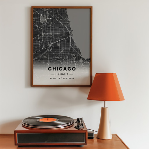 Chicago in Dark Poster - Street Map 11