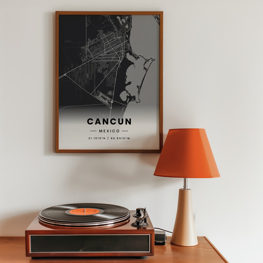 Cancun in Dark Poster - Street Map 10