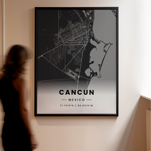 Cancun in Dark Poster - Street Map 11
