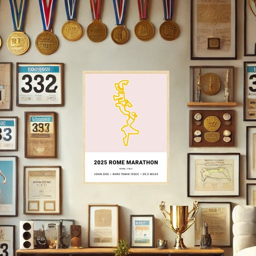 Minimalist 2025 Rome Marathon Poster - Route Map 10