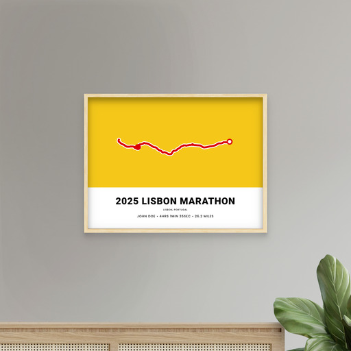 Minimalist 2025 Lisbon Marathon Poster - Route Map 10