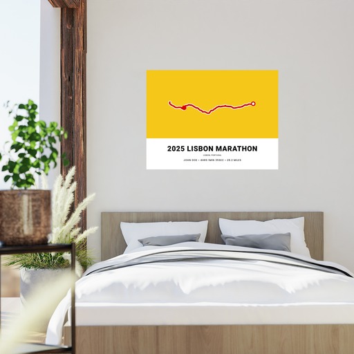Minimalist 2025 Lisbon Marathon Poster - Route Map 11