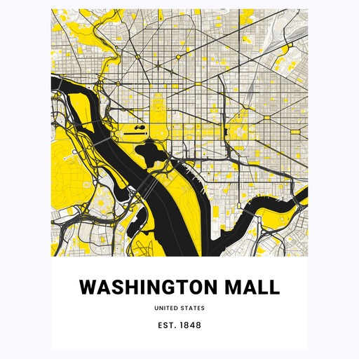 Washington Mall Poster - Street Map 6