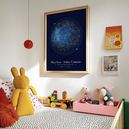 Newborn Twins Poster in Starry - Celestial Map 10