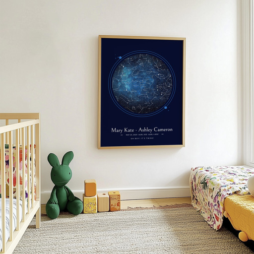 Newborn Twins Poster in Starry - Celestial Map 9