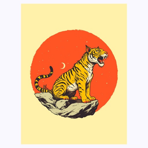 Tiger in Vibrant Grunge Print - Custom Chinese Zodiac Poster 6