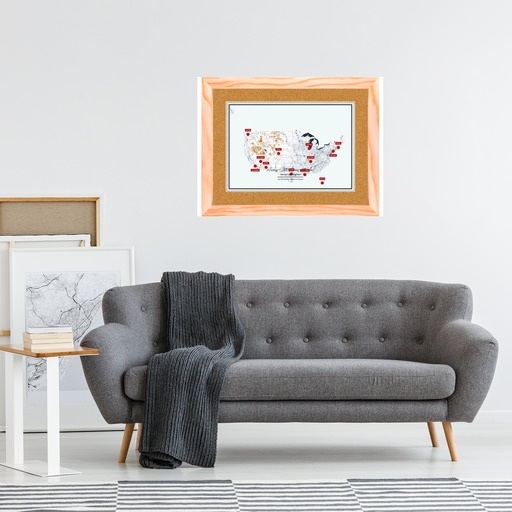 Around the USA Custom Map - Framed Cork Pin Board 9