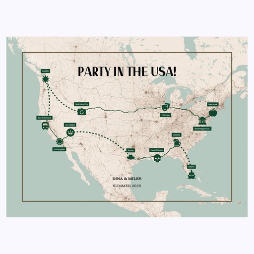 Our USA Trip Poster - Multimodal Route Map 6