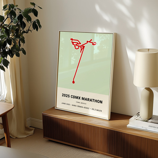 Minimalist 2025 Mexico CIty Marathon Poster - Route Map 10