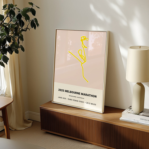 Minimalist 2025 Melbourne Marathon Poster - Route Map 11